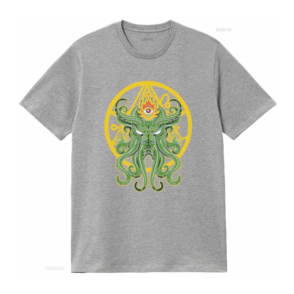 Cthulhu T Shirt H P Lovecraft Monster The Call Of Eye Providence Pentagram Sci Fi vintage Washed Soft Casual fashion Stylish