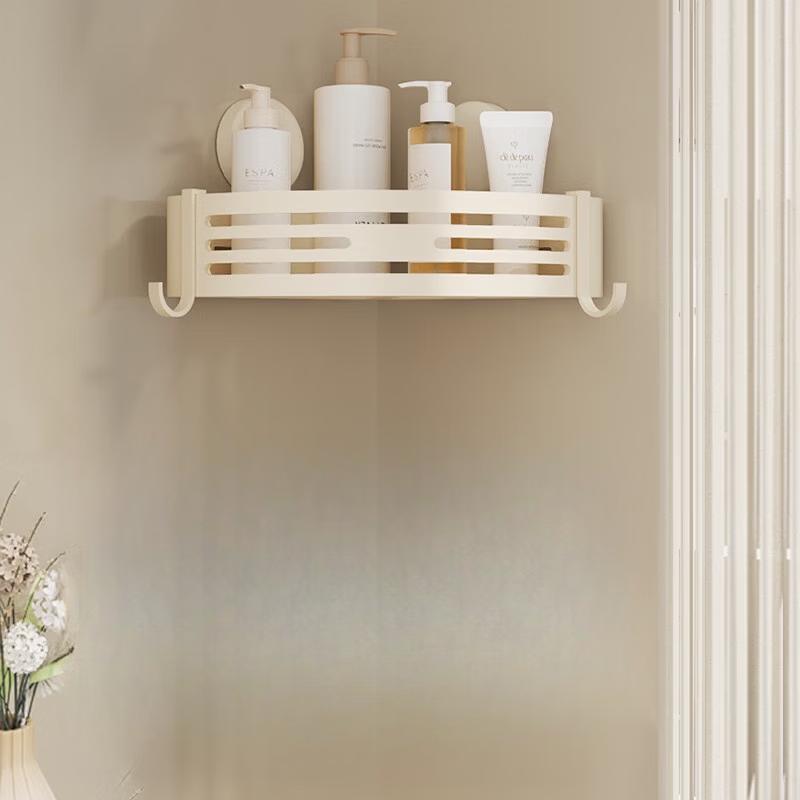 Cmaos Creamy White Aluminum Wall-Mounted Triangular Shower Caddy