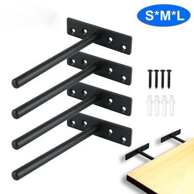Stainless Steel Floating Shelf Bracket Heavy Duty Hidden Brackets Supports Blind Shelf Wall Mount 6-Inch,Matte Black