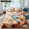 Beach Starfish Seashell King Queen Duvet Cover White Ocean Creatures Bedding Set Hawaii Quilt Cover Polyester Comforter Cover