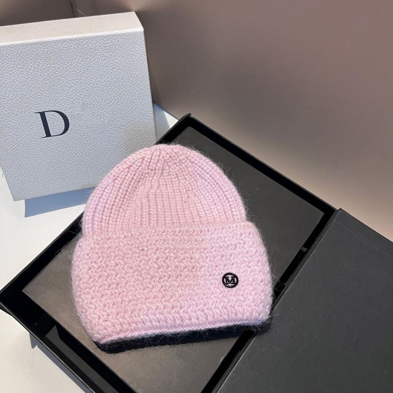 Winter Sequin Rabbit Knit Hat Fashion Simple M Letter Warm Beanie Women