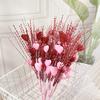 5pcs/lot Artificial Heart Shaped Berry Picks Flower Stem Branches for Valentines Day Wedding Party Home Table Decoration Gifts