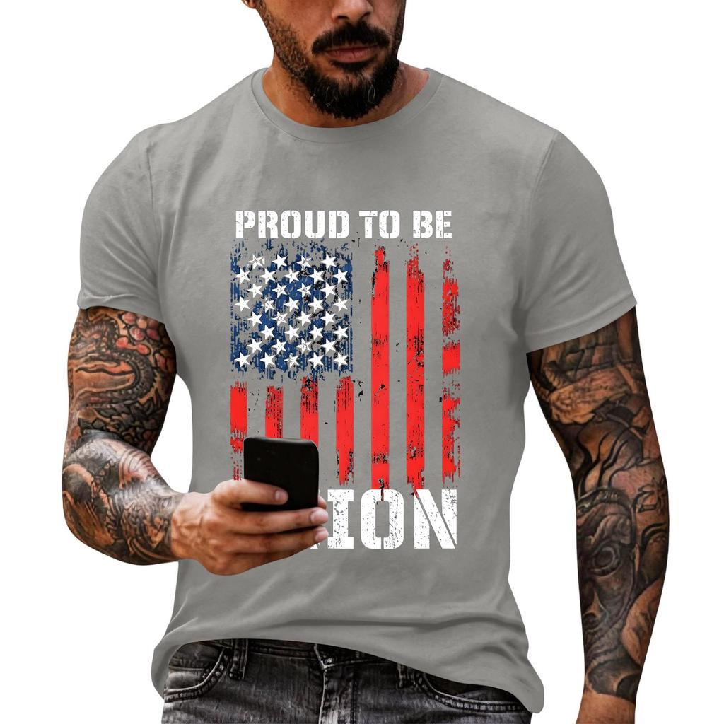 Men's Loose Fit Short Sleeve Casual T Shirt Labor Day Printed Graphic Tee Crew Neck Comfortable Top for Everyday Wear