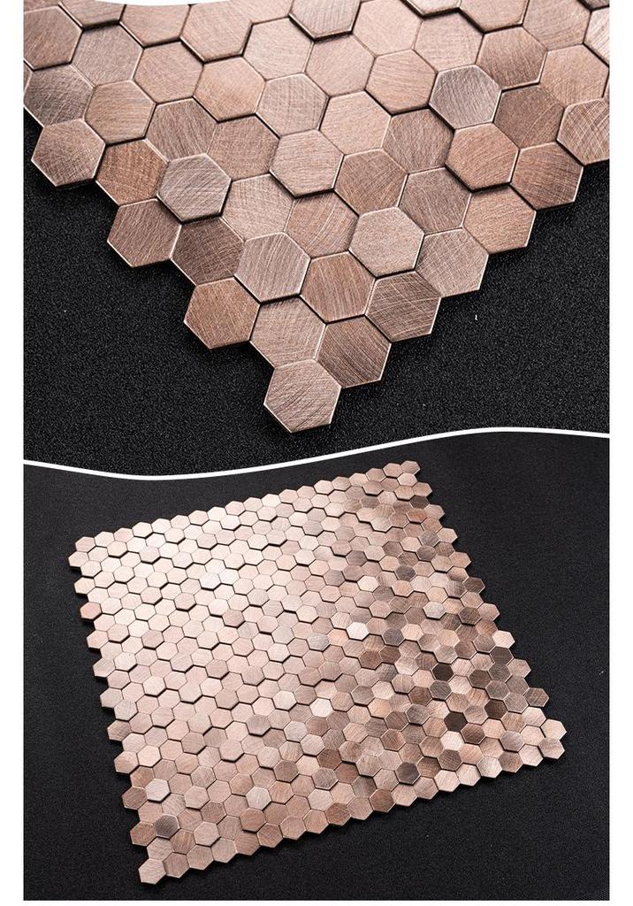 3D Sechseckige Metallmosaik Tapete für Wohnzimmer- und Badezimmerwände