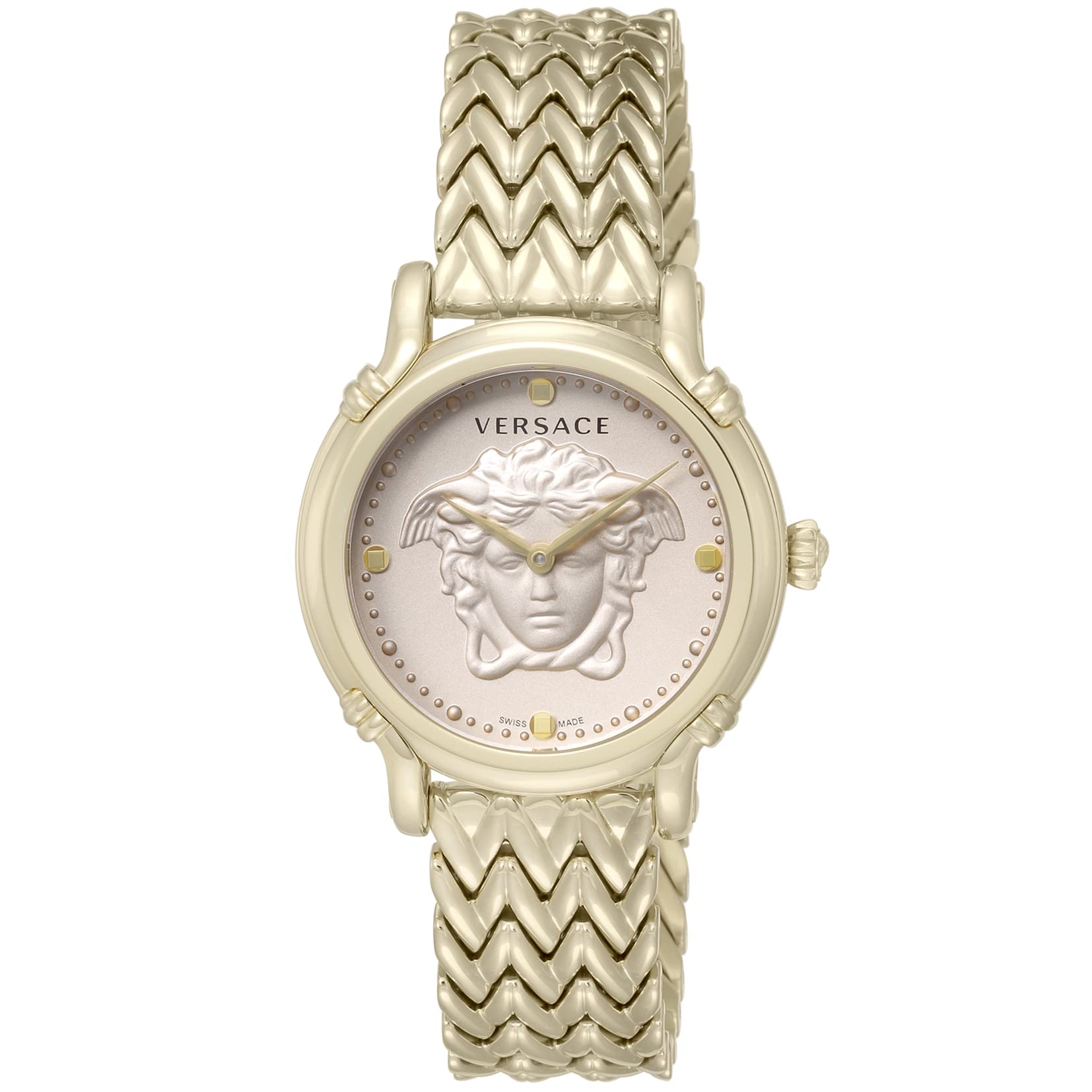 

Watch SAFETYPIN Ivory Dial Stainless Steel Sapphire Glass Quartz 34MM Swiss Watch VEPN00520 Gold [Versace] Women s [Item] золотий
