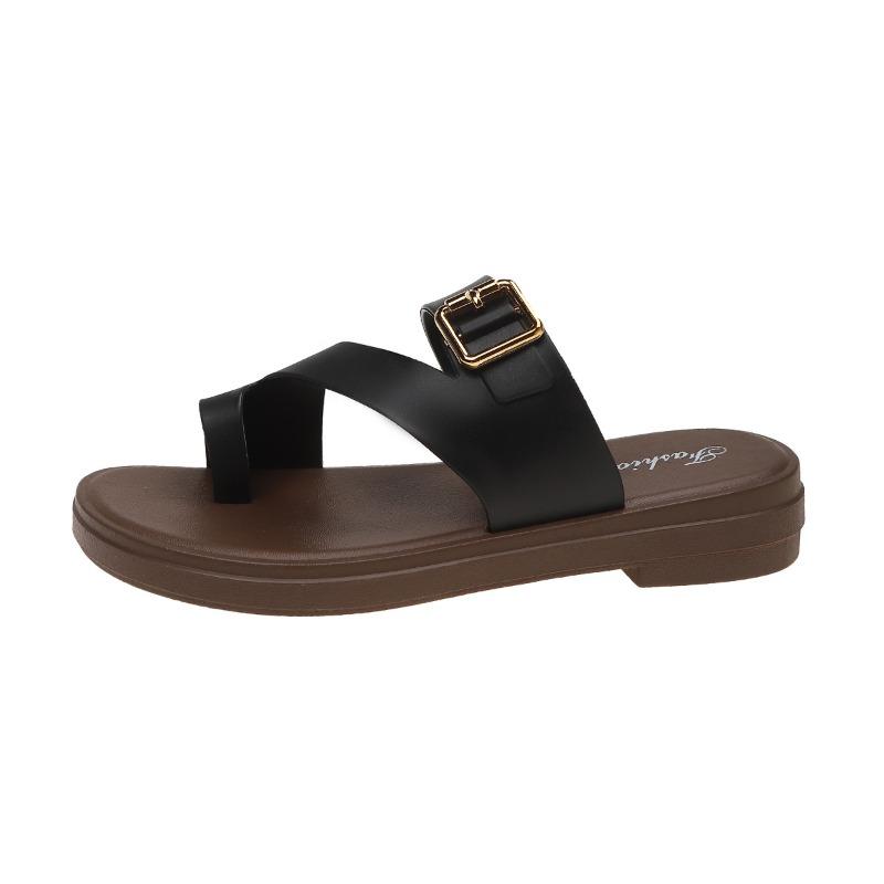 Fashion Ladies Shoes 2025 Hot Sale Open Toe Women's Slippers Fashion Outdoor Belt Buckle Beach Summer Light Comfortable Flat Slippers