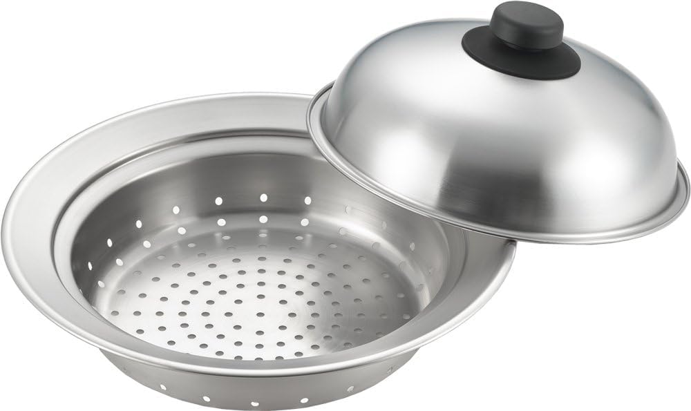 

Yoshikawa YJ2302 Silver Dome-Shaped Steamer Plate, Made in Japan, Fits 20-22cm Pots, Easy Steaming by Placing on Top of Pot