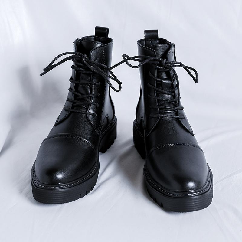 Fashion 2024 Business Office Ankle Boot Men Casual Men's Shoes Lace Up Fashion Genuine Leather Autumn Outdoor Thick Soled Leather Boots