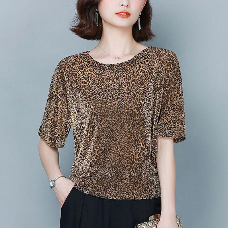 Red Golden Shine Women Blouses Glitter Loose Short Sleeve Shirt Tops Fashion Elegant Shiny Sequin Tunic Ladies Blouse