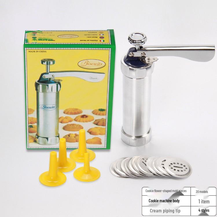 Aluminum Alloy Cookie Press with 20 Biscuit Molds - Ai Man Wu Baking Tools