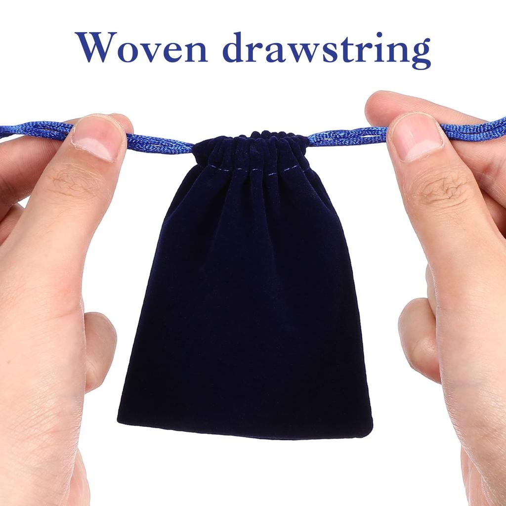 FRCOLOR Jewelry Pouch Drawstring Bag Small 8x10cm Set Accessory Storage Bag Packaging Wrapping Jewelry Storage Small Item Case Navy Blue 50-Piece