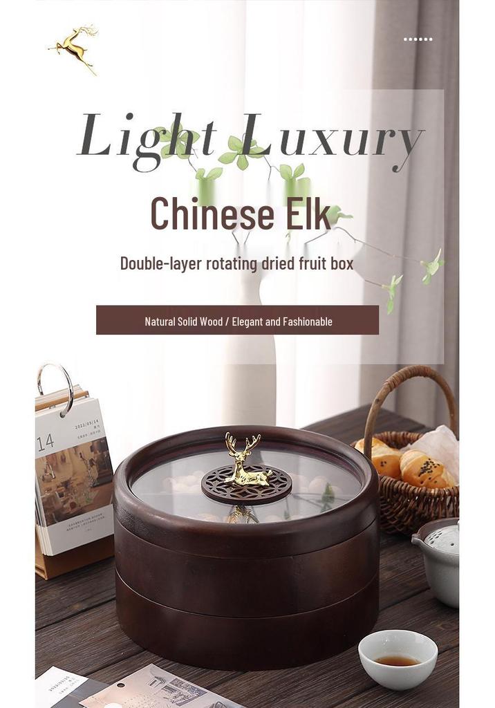New Chinese Style Solid Wood Candy Box: Light Luxury Retro Compartmental Storage for Coffee Tables or Weddings.