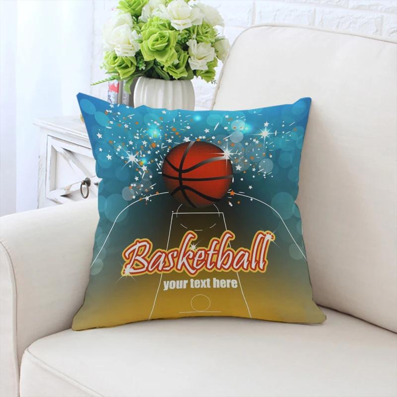 Kissenbezug I Love Basketball Sofakissenbezug Beidseitig bedruckt Kurzer Plüsch Stuhl Lendenwirbelstütze Bett Schlafkissen 50x50