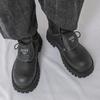 Męskie buty retro na grubej platformie, buty motocyklowe z dużą główką, wysokie buty, plus size