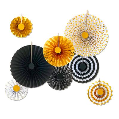 8 Pieces Foldable Fan Festival Wall Hanging Decoration Round Paper Fans Birthday Party Favor Props Supply for Living Room