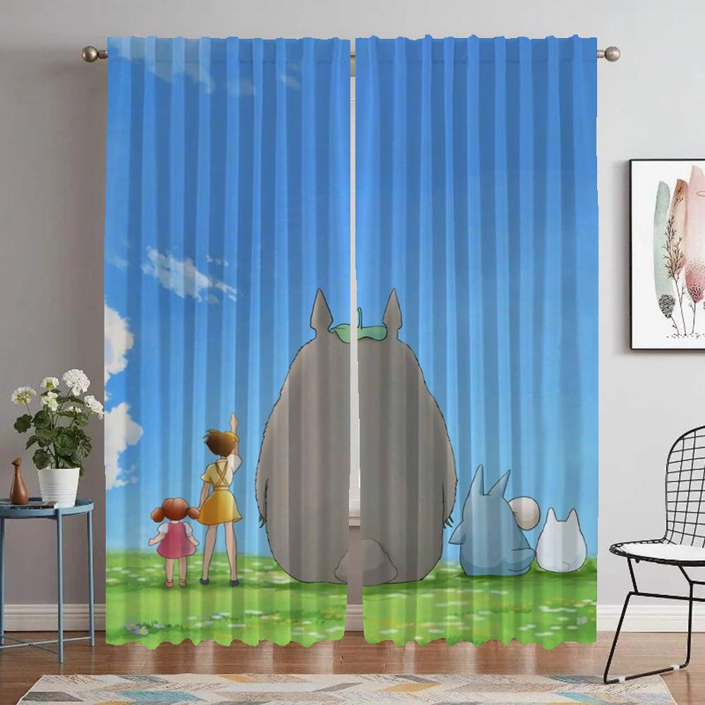

Шторы Тоторо для гостиной Шторы для комнаты 2 панели Шторы Перегородка Хэллоуин Украшение Кухня Блэкаут Элегантная Камера W50xH70cmx2pcs-CL