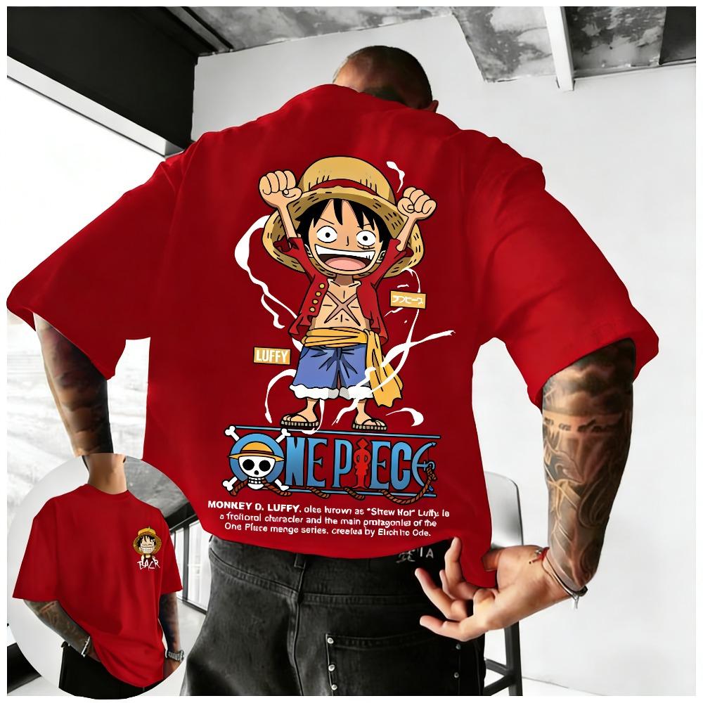 

Plus Size One Piece Anime Printed Men and Women Tshirt Casual Parent Child Top Fashion Y2K Street Wear Summer Harajuku Style S