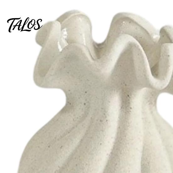 Wavy Neck Vase for Dried Flowers Modern Flower Vase, Minimalist Holder, Decorative Ribbed Texture with Unique Dining Table Rim, Ideal Fresh