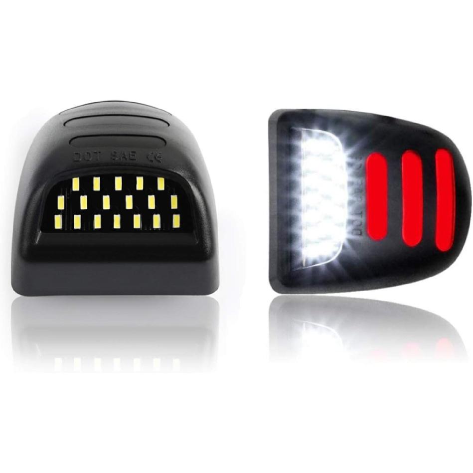 D-Lumina LED License Plate Lights Tag Lamp Assembly w/Red OLED Neon Tube Compatible with Chevy Silverado GMC Sierra 1500 2500 3500 Suburban Tahoe