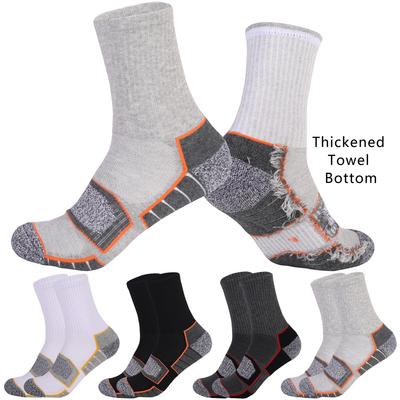 3 Pairs Unisex Thickened Towel Bottom Running Cycling Socks Mid Calf Non-Slip Soccer Sport Cycling Sports Mens Sock EU35-50