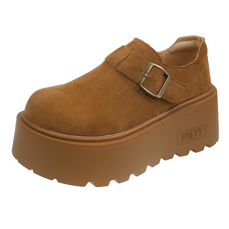 Women's 2 New Autumn and Winter Retro Versatile Velvet Thick-soled Heightening Loafers Cotton Shoes Small Muffin