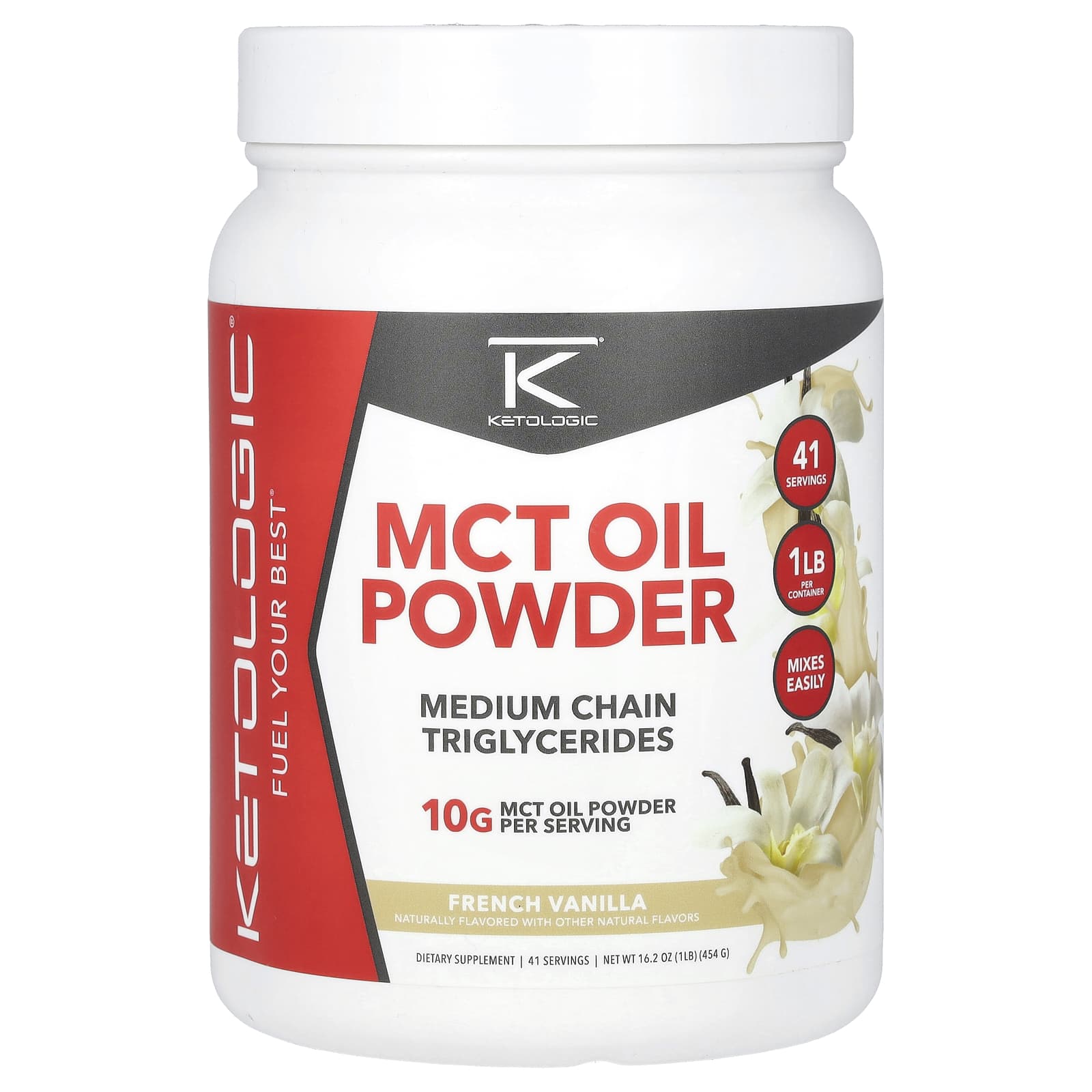

KetoLogic, Порошок MCT-олії, Французька ваніль, 1 фунт (454 г)