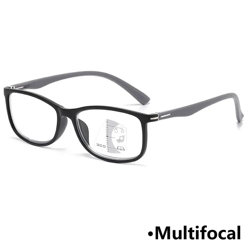 Trendy Progressive Multifocal Reading Glasses Anti-blue Light Hyperopia Eyewear for Men Women Retro Fashion Presbyopic Glasses
