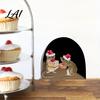Cute Animal Wall Decor Christmas Mouse Break‑Through Decals 3D Hole Self‑Adhesive Removable PVC Art Stickers DIY for Living Room Entryway