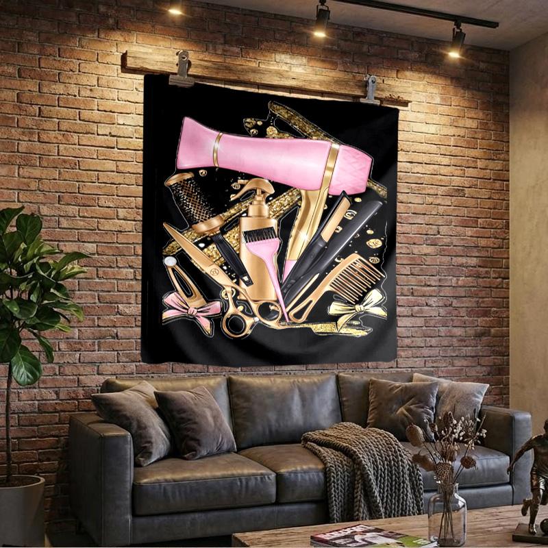 Hair Styling Essentials Printed Tapestry, Wall Hanging,Livingroom, dormitory, Large Wall Decor, Fabric Decor Fan Birthday Gifts