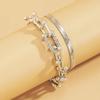 A Suit of Vintage Simple Snake Chain Metal Bracelet Set for Woman Hip Hop Individuality U Shape Bracelet Paty Jewelry Gifts