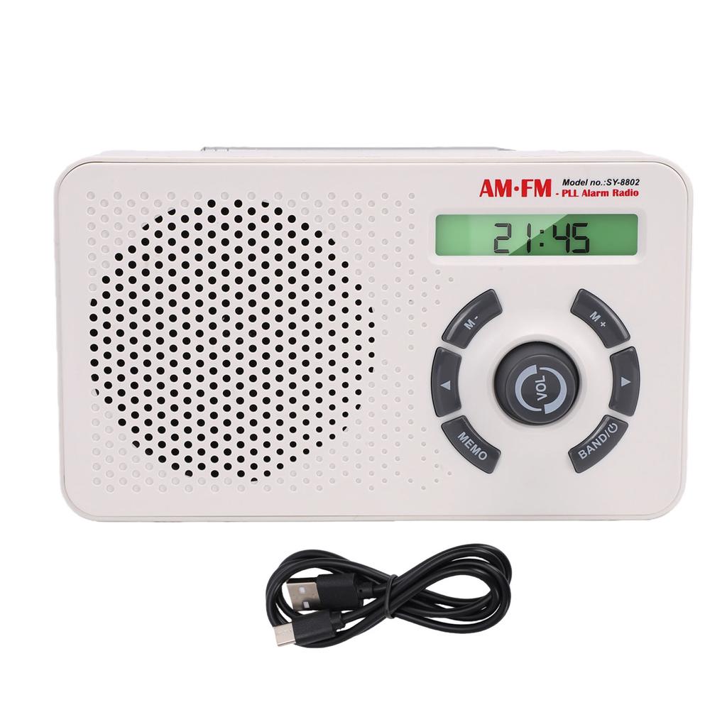 Portable FM AM SW Radio Speaker with Dual Antennae 2000mAh 3.5mm Headphone Jack Backlight Display Memory Function for