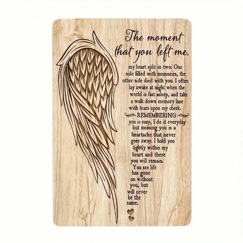 Vintage Angel Wing Memorial Sign Sympathy Gift Grieving Poem Wall Art Home Decor 20x30cm