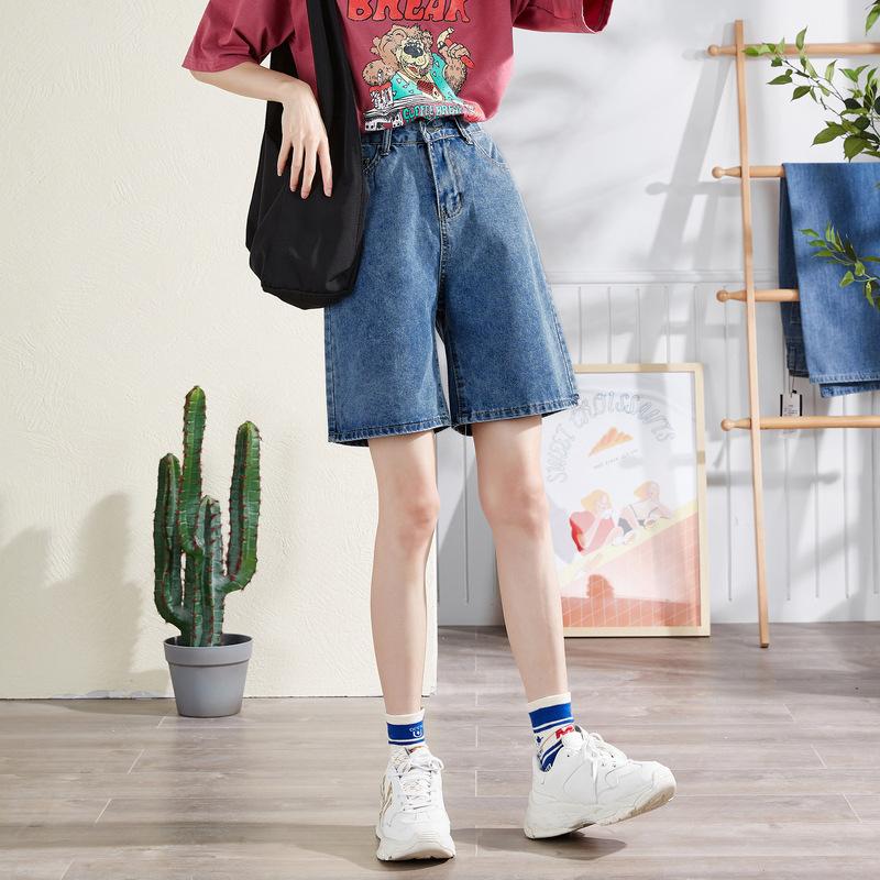 

Летние студенческие женские джинсовые шорты с высокой талией, широкие брюки, универсальные повседневные джинсовые шорты 2XL