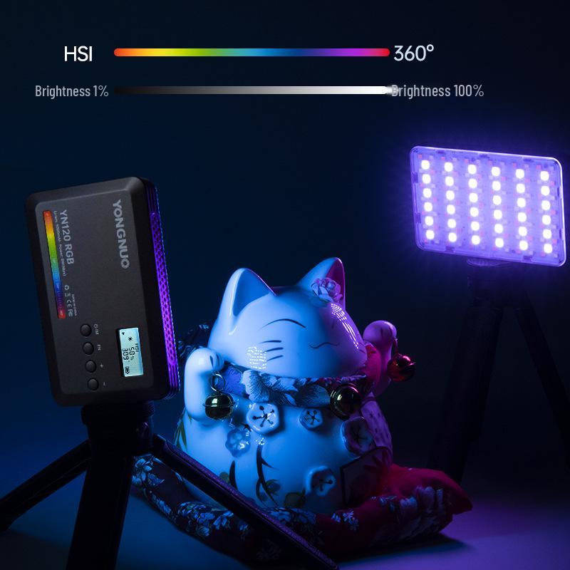 Yongnuo YN120 RGB Portable LED Light - Adjustable Color Temperature for Live Broadcasts and Vlogs