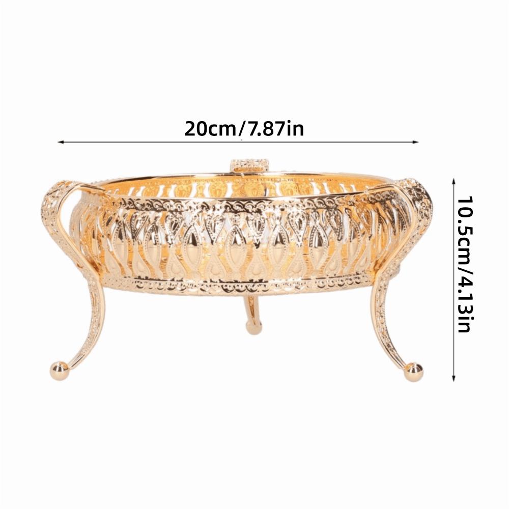 Obstschalen Zinklegierung Obstserviertablett Rund Gold Dekoratives Serviertablett Retro Metall Snacktablett Restaurant Servieren