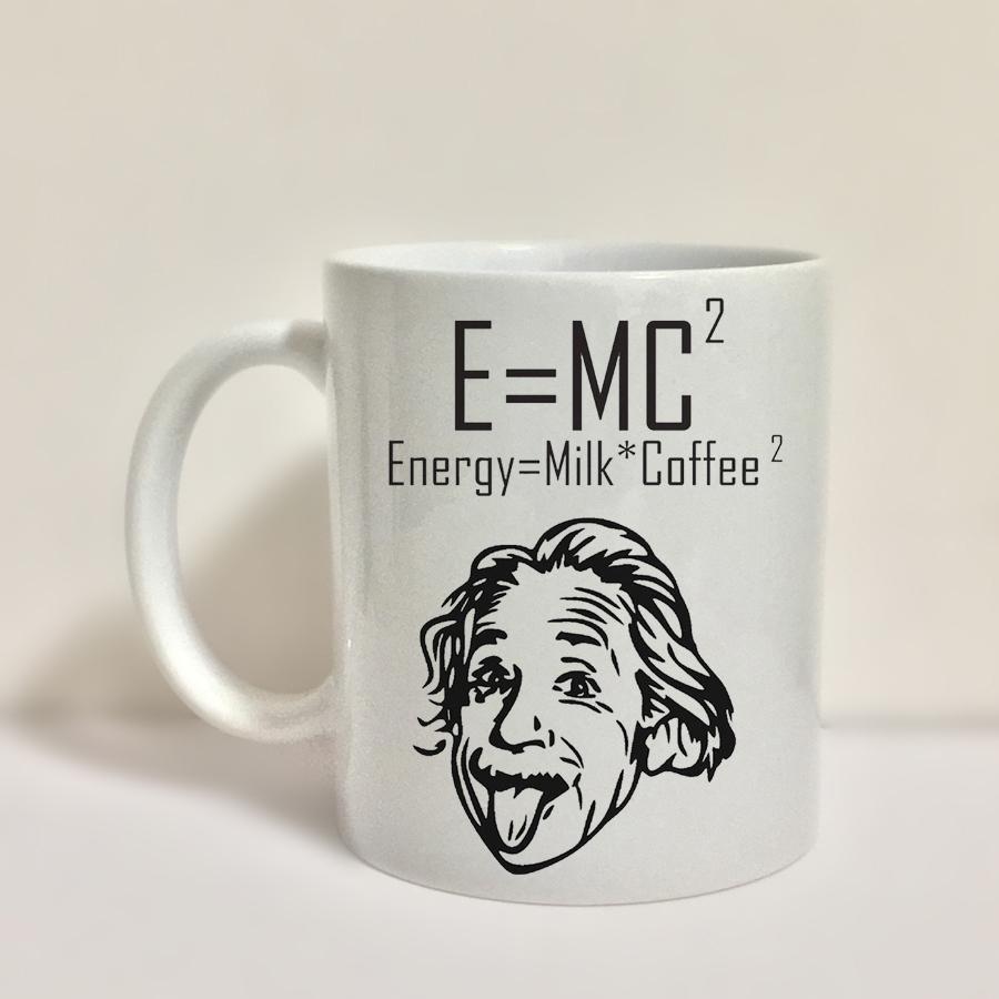 "E=MC2 " ENERGIE=MLÉKO X KÁVA2 - Vtipný kávový keramický hrnek - Unikátní nápad na dárek pro přátele, narozeninové dárky, hrnek, kávový šálek, sada šálků