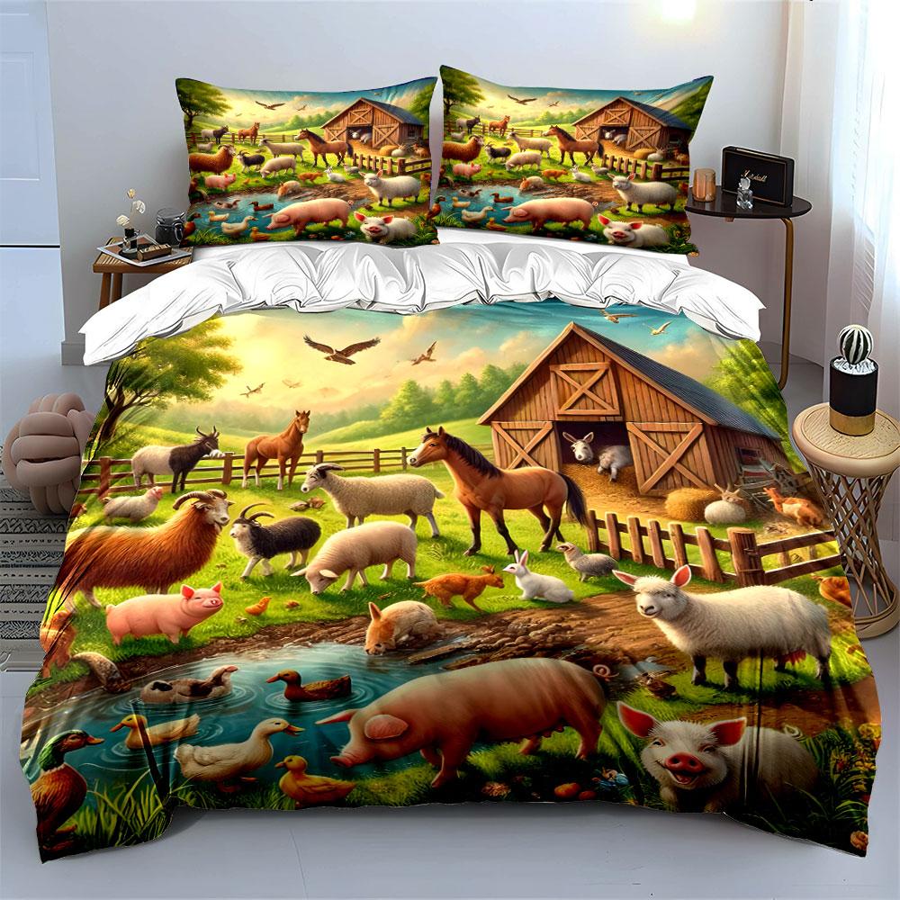 Harmony-filled farm paradise Bedding sets Duvet covers Pillowcases(1* Duvet Cover 2* Pillowcases without duvet insert)