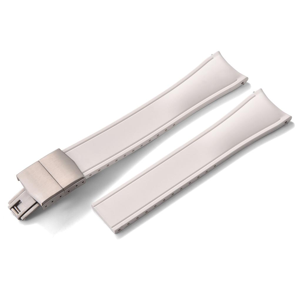 Premium Grade Curved End CTS FKM Rubber Watch Band 20mm 22mm Quick Release Butterfly Buckle Waterproof Soft Flexible Diver Style