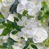 Uflower 5D White & Green Artificial Flowers Wall Roll-Up Burgundy Floral Wedding Curtain Decorative Event Backdrop