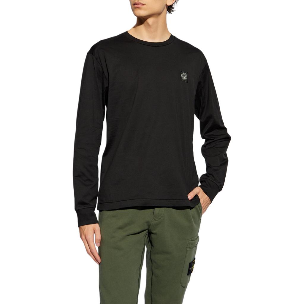 Stone Island FW24 Logo Crew Neck Knit Long Sleeve T-Shirt Men Tops Black 811522713-0-A0029