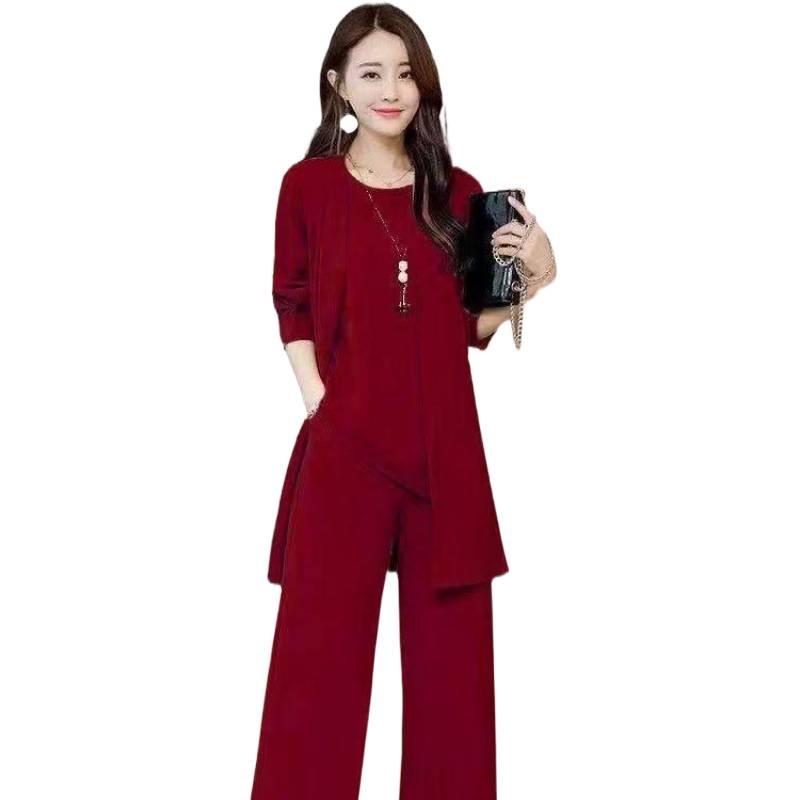 Auf Lager 2025 Herbst/Winter Elegantes Damen-Schlankheits-Dreiteiler in Übergröße