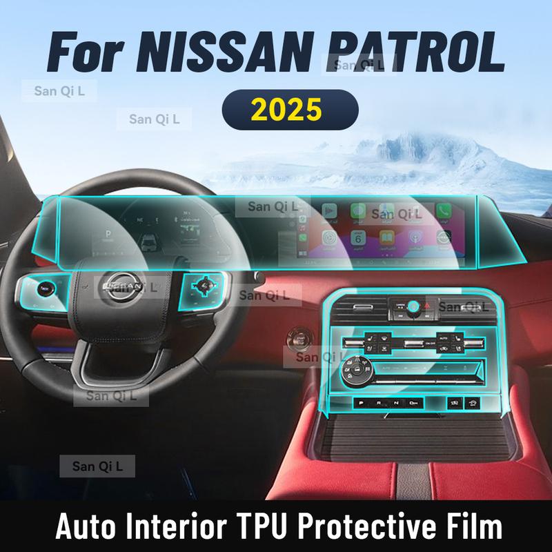 Car Interior Center Console Media Dashboard Navigation TPU Protector Film For NISSAN PATROL 2025 Car Sticker Accessories