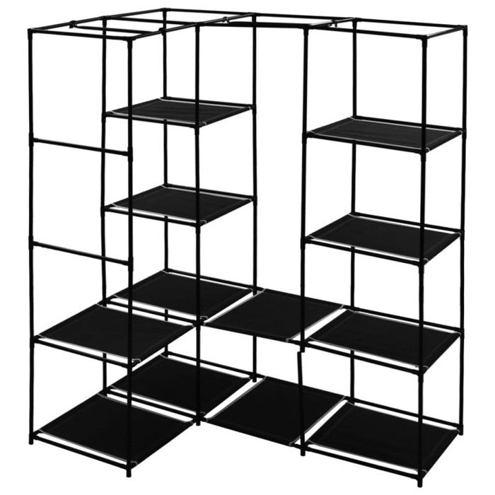 Clothes Wardrobe - VIDAXL - Foldable Fabric - Black - Self-assembly - For Bedroom