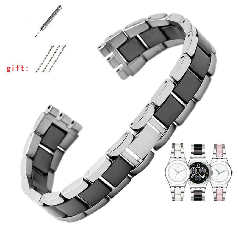 Para pulseira de metal de núcleo sólido Swatch corrente de relógio côncava convexa YCS Yas YGS relógio de aço masculino e feminino pulseira de cerâmica