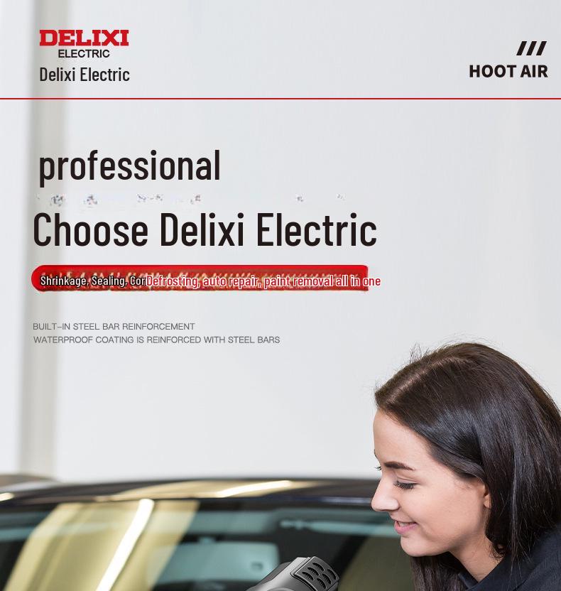 Delixi Electric Digital Display High-Power Hot Air Gun for Temperature Control & Film Shrinking.