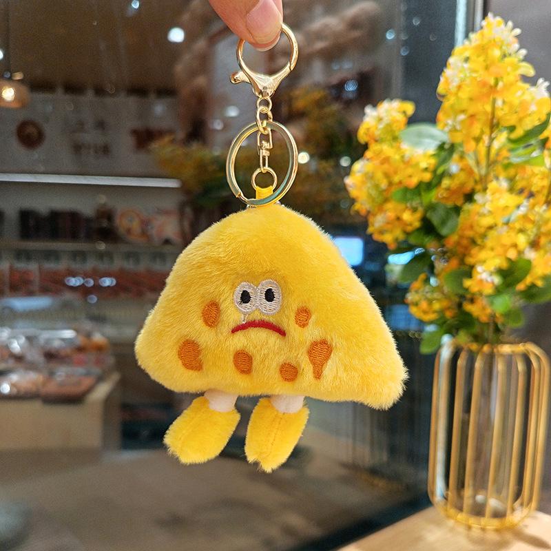 Funny Cheese Plush Pendant Japanese Cute Food Expression Slice Toy Bag Hanging Decoration