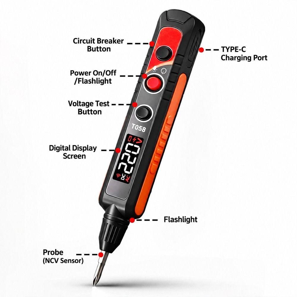 LED Digital Display Voltage Tester Pen Non Contact Electrician Tester Electrician Maintenance
