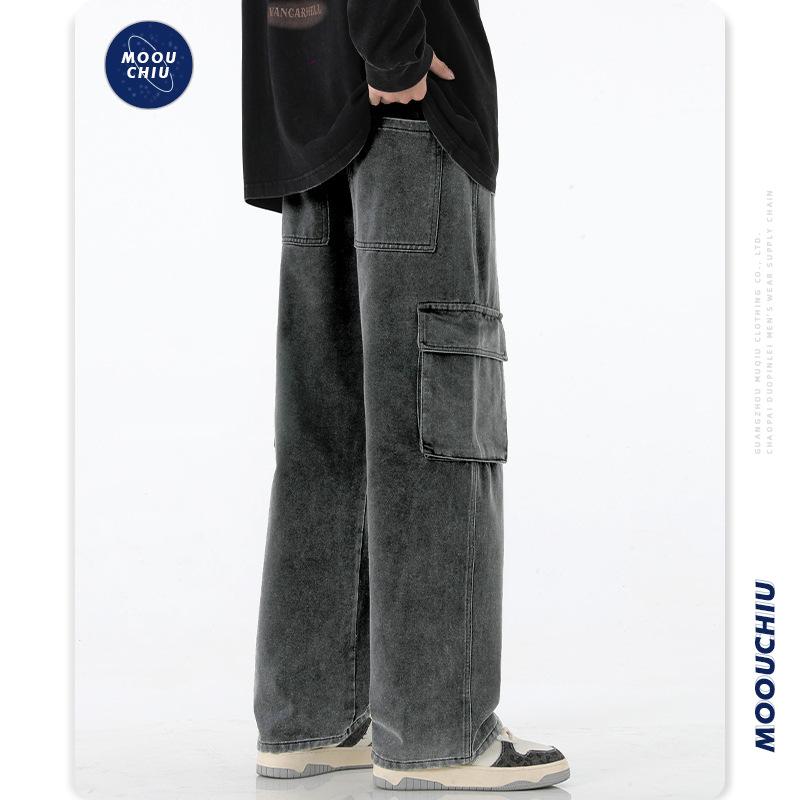 

Мужская мода, американские рабочие джинсы с несколькими карманами, мужские свободные свободные прямые широкие брюки в стиле хип-хоп S