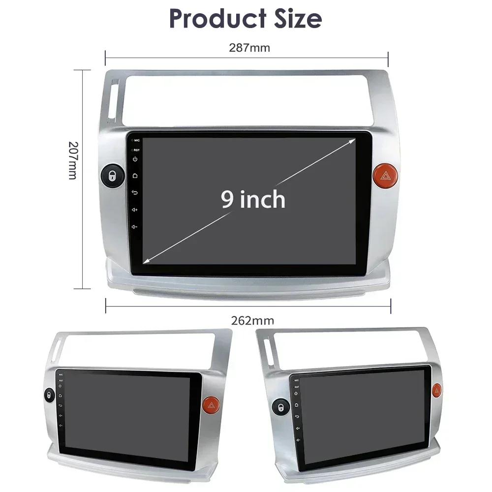 Hizpo Android 14 Intelligent Car Radio for Citroen C4 C-Triomphe C-Quatre 2004-2009 Multimedia Video Player Navigation GPS Carplay 4G QLED Screen