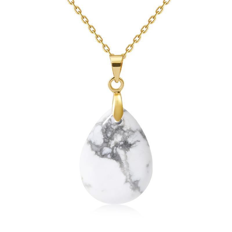 New Fashion Natural Stone Crystal Pendant Teardrop Simple Pendant Necklace Earrings Making Jewelry With Chain Collar